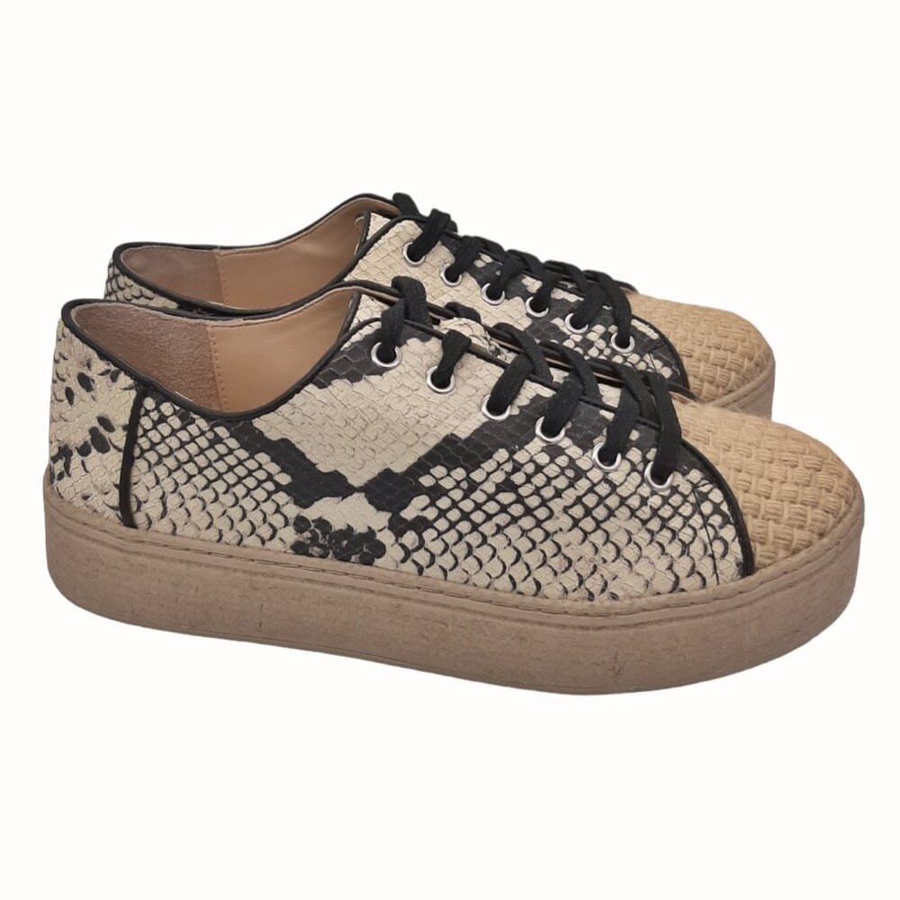 Vince Camuto Calitrie Snake Print Leather Platform Sneakers SZ 7.5